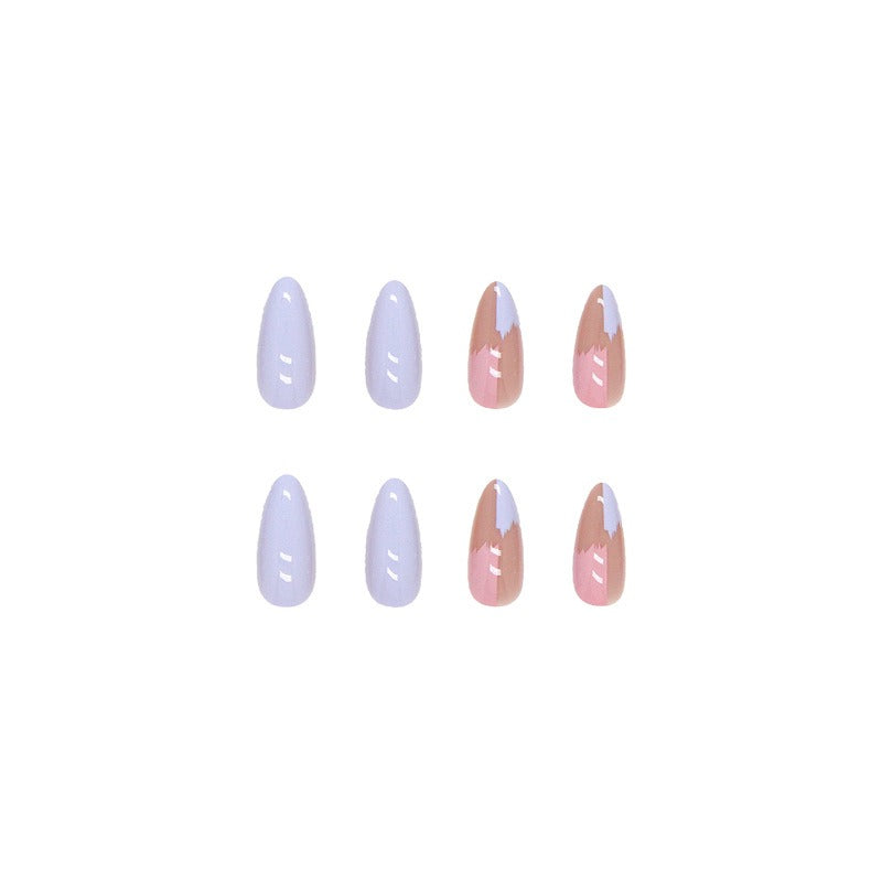 Patchs de manucure finis, ongles à porter, patchs de manucure en forme de goutte, combinaisons de couleurs contrastées
