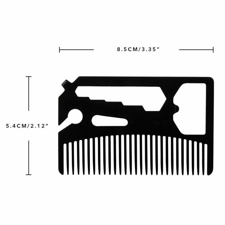Peigne à barbe utilitaire multifonctionnel se glisse dans votre portefeuille Peigne Ouvre-bouteille Clé Tournevis Lame de couteau détachable