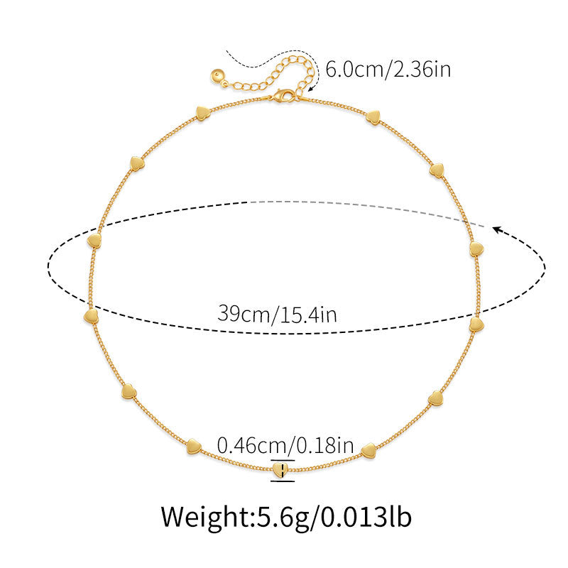 Para Mujer Collier ras du cou cœur porte-bonheur pour femme Bijoux Colliers plaqués or 18 carats Tendance Mignon Simple