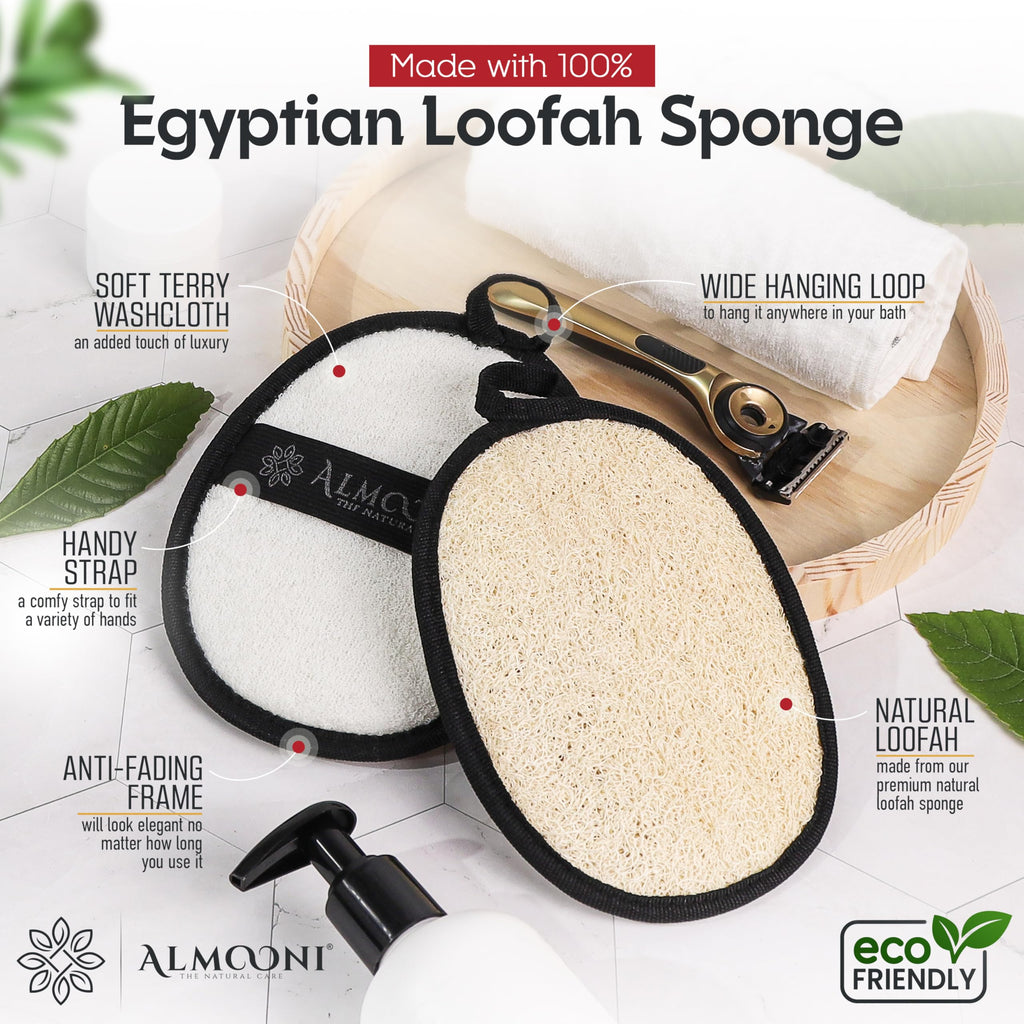 Luffa Naturelle Robuste pour Hommes, L'éponge de Douche Ultime pour Hommes Fabriquée à partir de Luffa Égyptien Naturel, Éponge de Douche pour Hommes - 2 Pièces (1 Paquet)