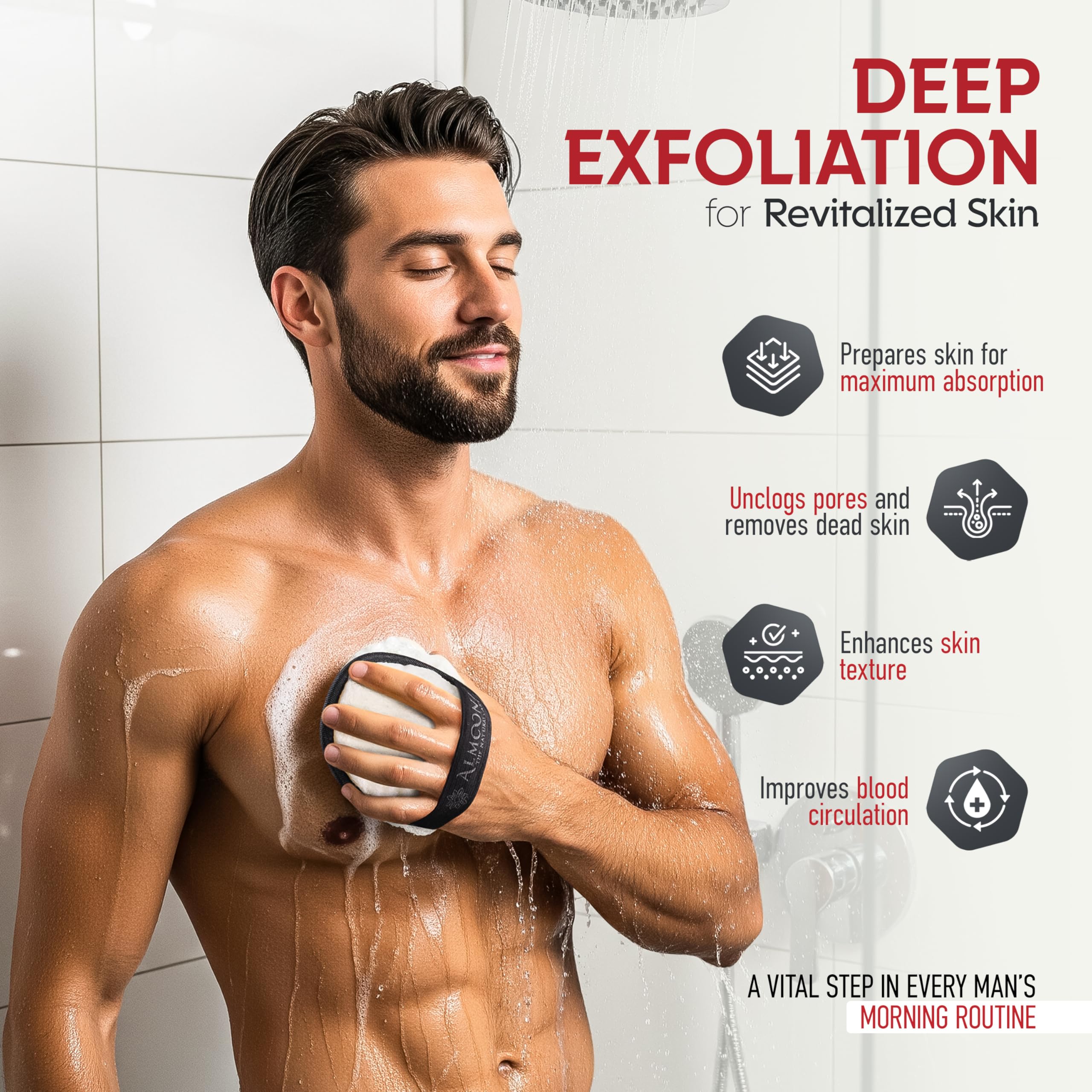 Luffa Naturelle Robuste pour Hommes, L'éponge de Douche Ultime pour Hommes Fabriquée à partir de Luffa Égyptien Naturel, Éponge de Douche pour Hommes - 2 Pièces (1 Paquet)