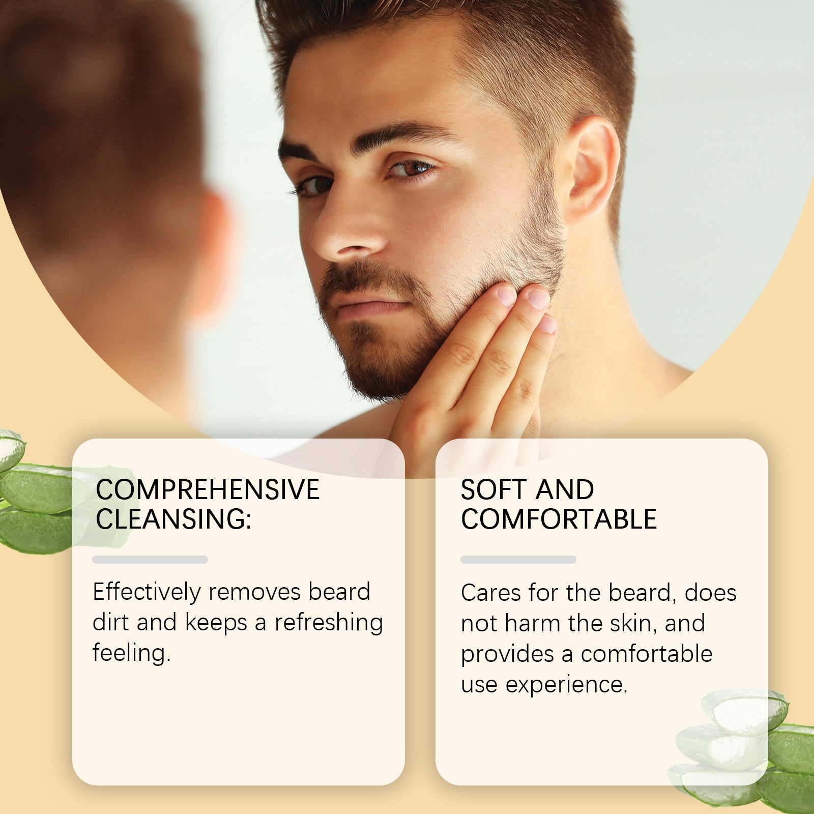 Lotion de soin pour barbe East Moon pour homme, après-rasage, hydratante, assouplissante, nourrissante, nettoyante, régulatrice de sébum et rafraîchissante