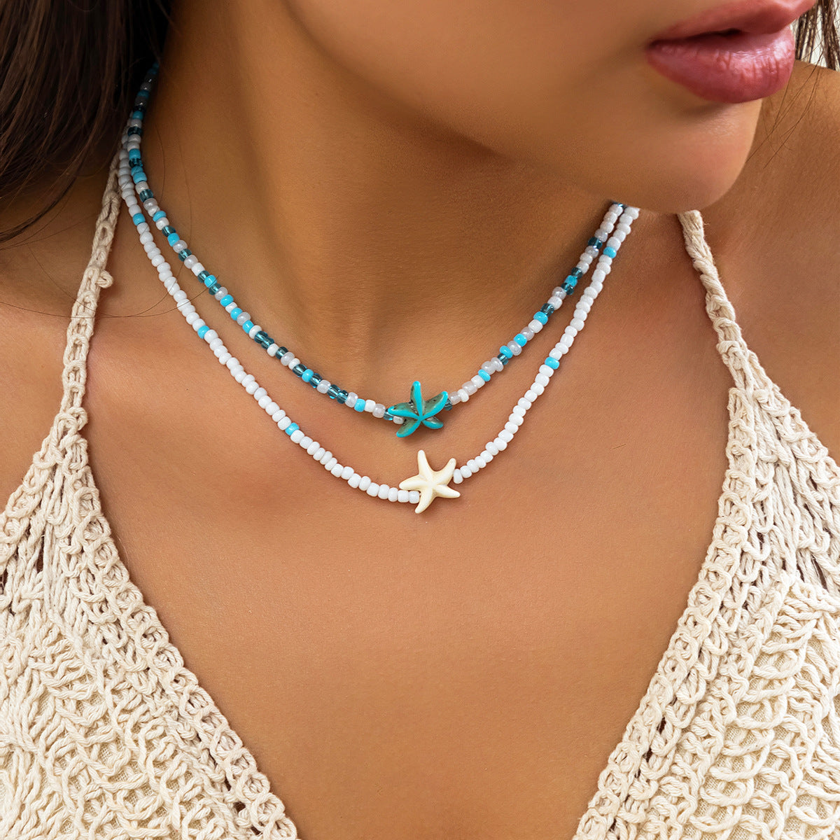 Mizhu Beach Océan Accessoires Tendance Polyvalent Collier Coquillage Étoile de Mer pour Femme