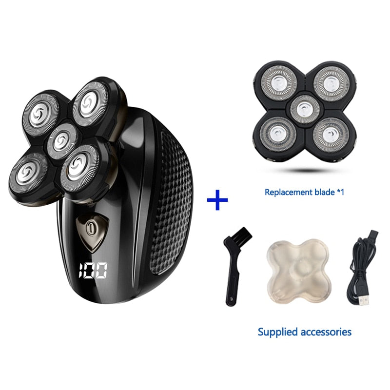 Kit de toilettage multifonctionnel Rasoir électrique étanche pour hommes Rasoir électrique rechargeable Machine à raser la tête chauve Tondeuse à barbe