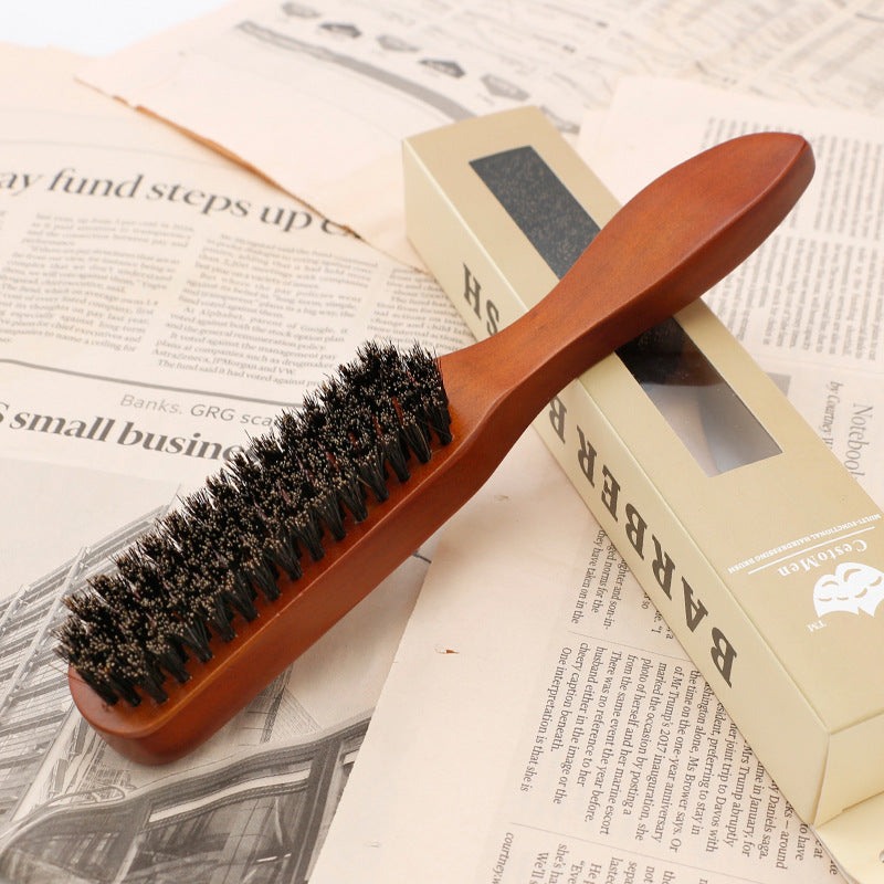 Brosse à barbe pour le coiffage et l'entretien, brosse de nettoyage pour salon de coiffure, brosse pour cheveux cassés, peigne à barbe en bois massif à poils, brosse à pommade