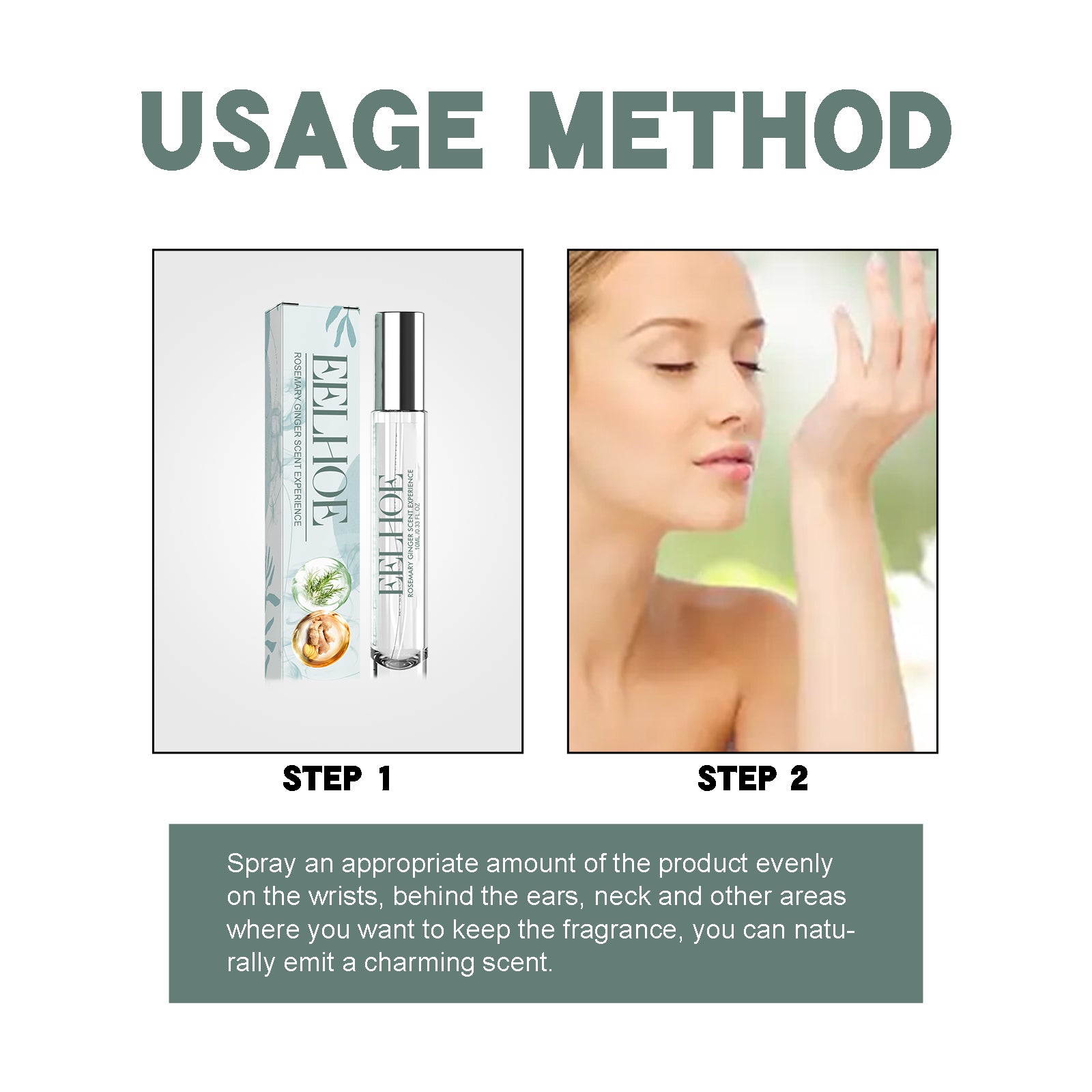 Parfum Expérience olfactive Romarin Gingembre, Fragrance naturelle à appliquer derrière l'oreille et sur le poignet pour femme
