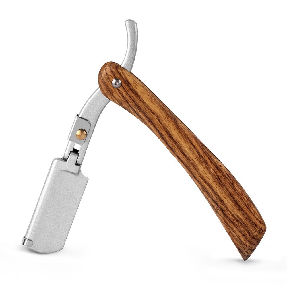QSHAVE Rasoir Droit Fait Main Manche en Bois Rasoir de Sûreté Classique Adapté aux Lames de Rasoir Double Tranchant Entières