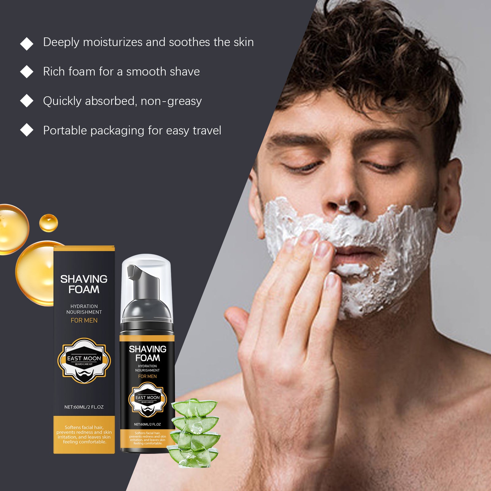 Série de soins de la barbe pour hommes Nettoyage doux Soin hydratant et hydratant des poils du visage