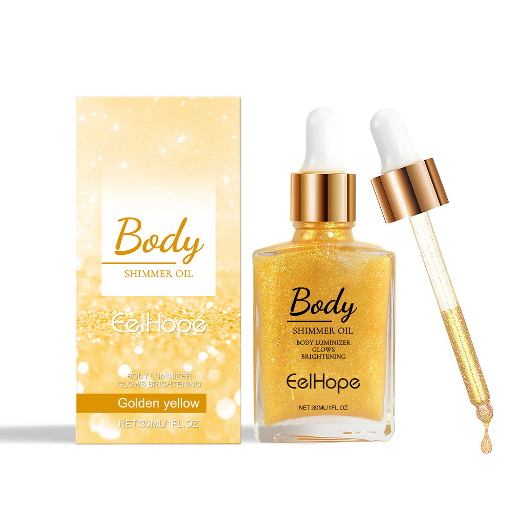 Huile pailletée corps, enlumineur liquide visage et corps hydratant facile à appliquer pour des fêtes éblouissantes