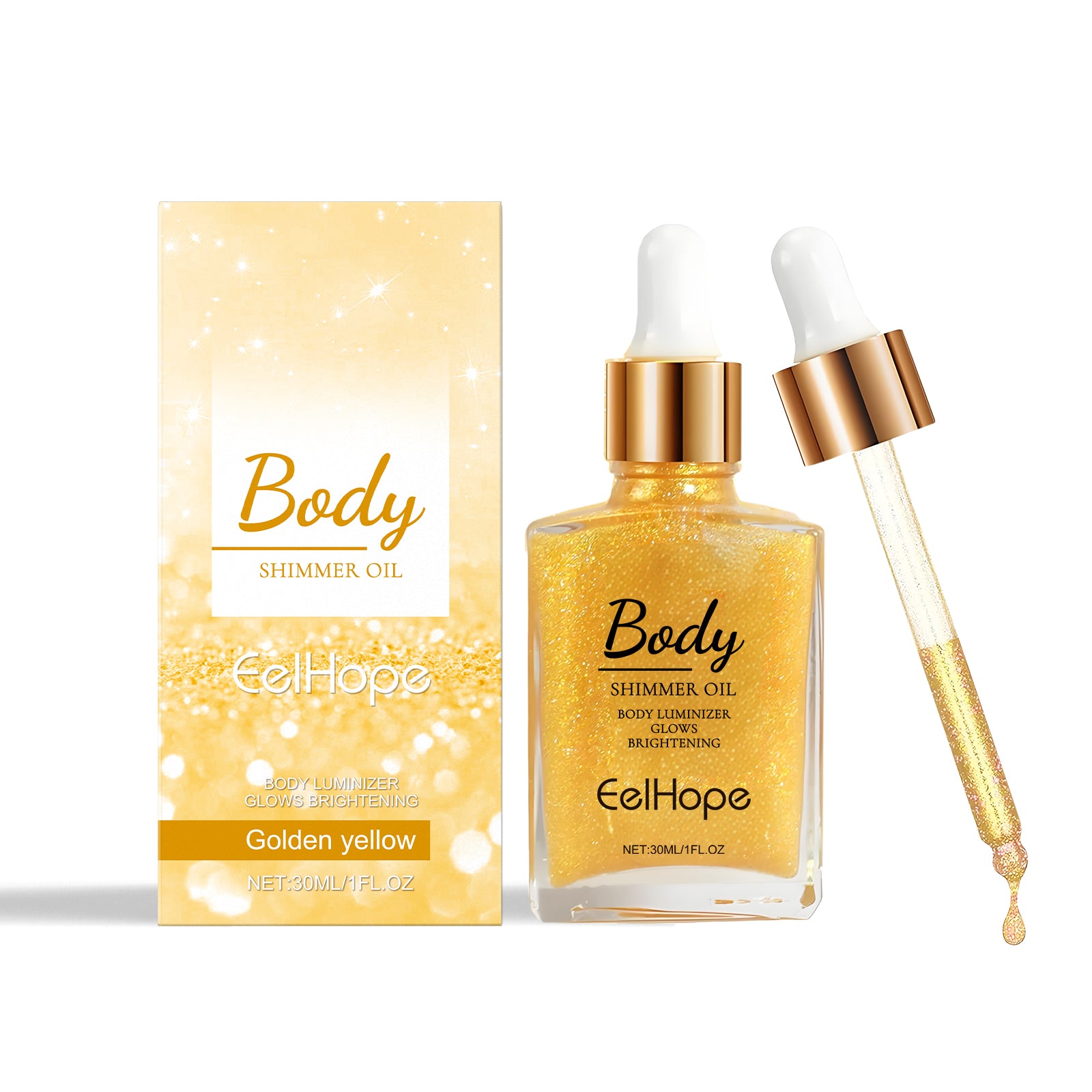 Huile pailletée corps, enlumineur liquide visage et corps hydratant facile à appliquer pour des fêtes éblouissantes