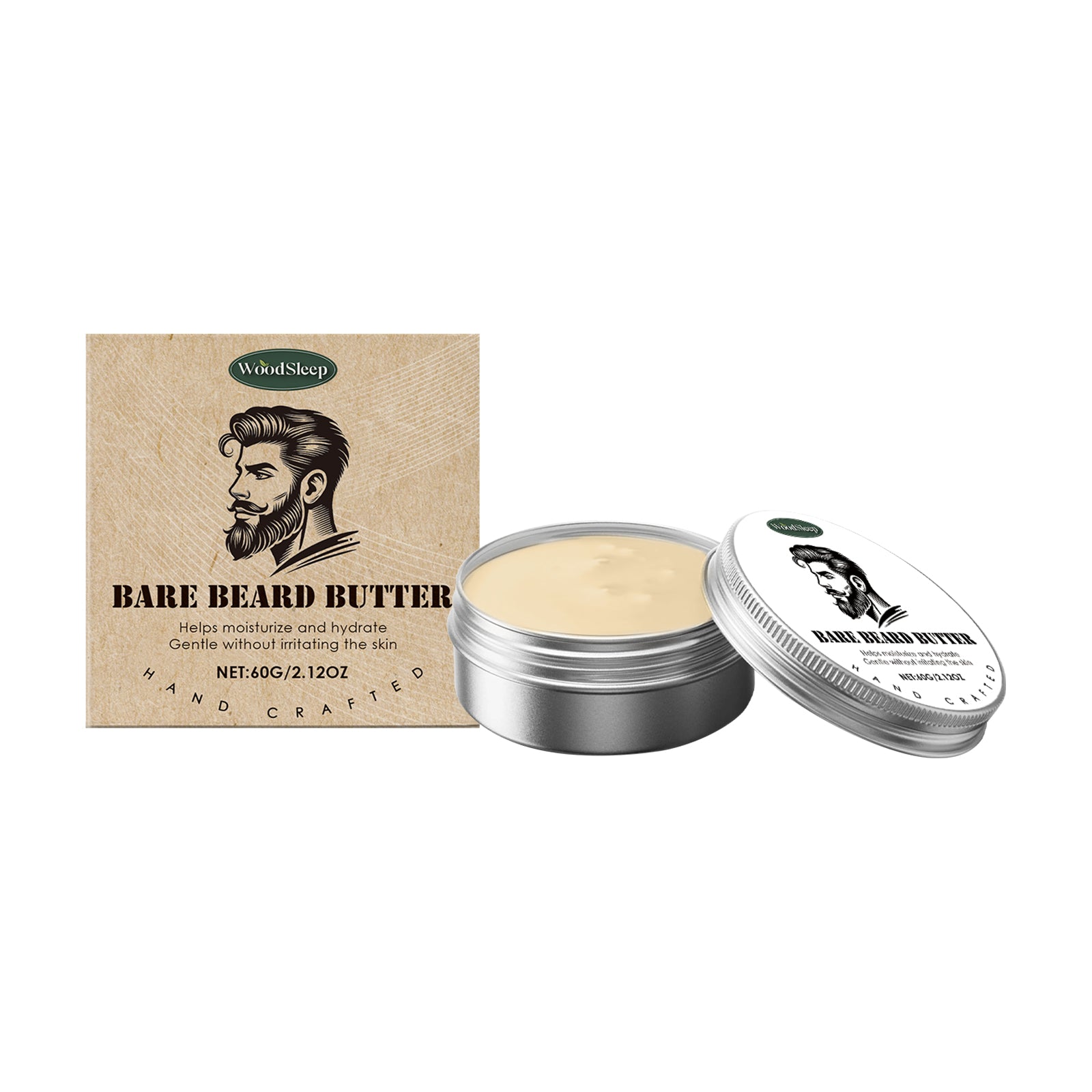 Cire à Barbe Woodsleep pour Homme, Douce, Fixante et Nourrissante, Hydratante, Agréable et Confortable pour la Barbe