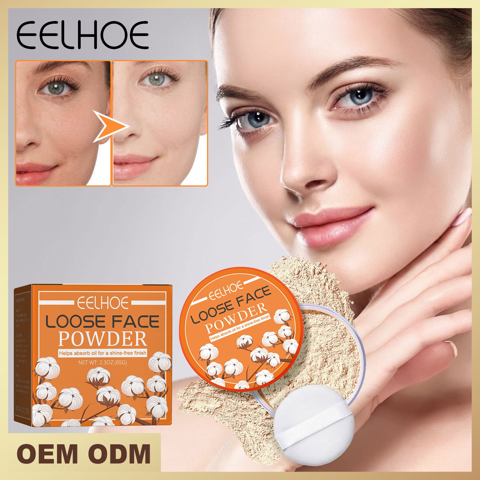 Poudre libre, estompe les ridules, imperméable, maquillage résistant à la sueur, correcteur naturel, poudre de maquillage complète, légère et délicate