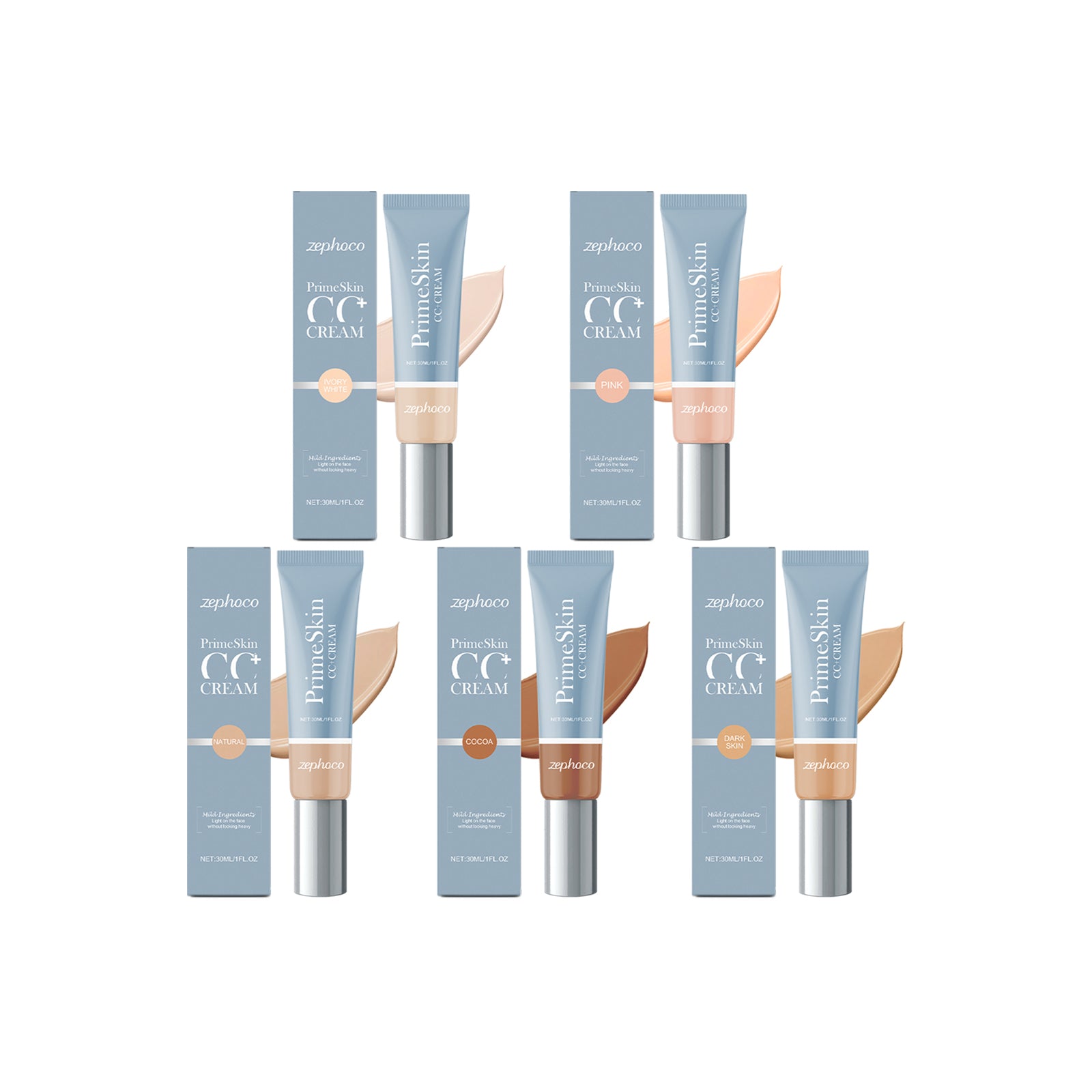 Série de Fonds de Teint Fluides Légers et Nourrissants Zephoco, Hydratants Légers, Éclaircissants, Hydratants et Ne Colla pas pour un Maquillage Naturel