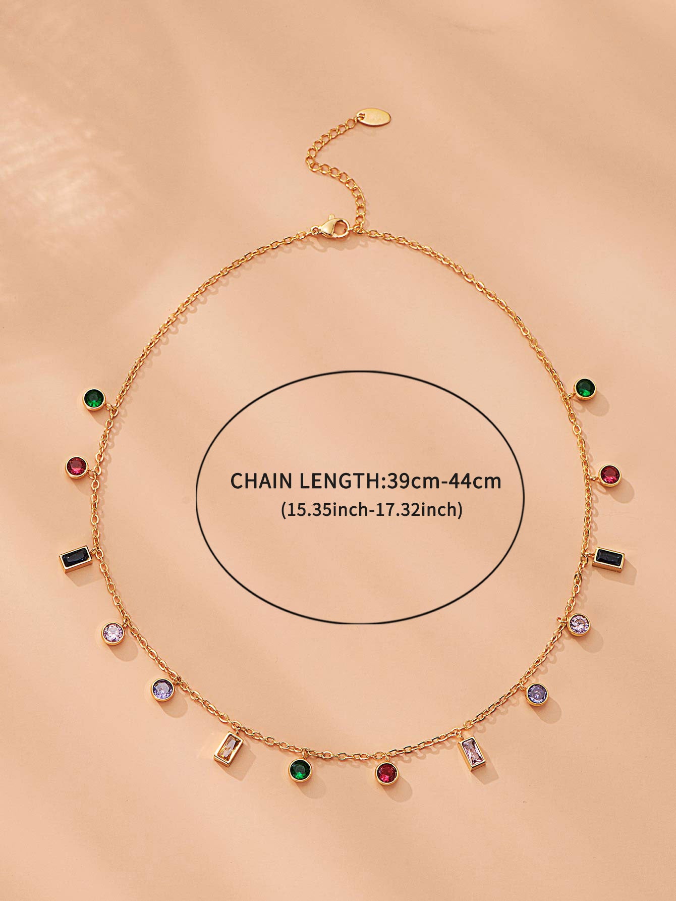 Collier zircon coloré avec motif circulaire géométrique, collier de niche