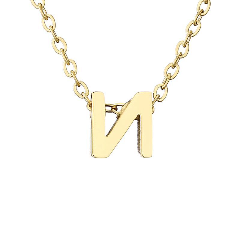 Nouveau Collier Pendentif Lettre en Acier Inoxydable Plaqué Or pour Clavicule