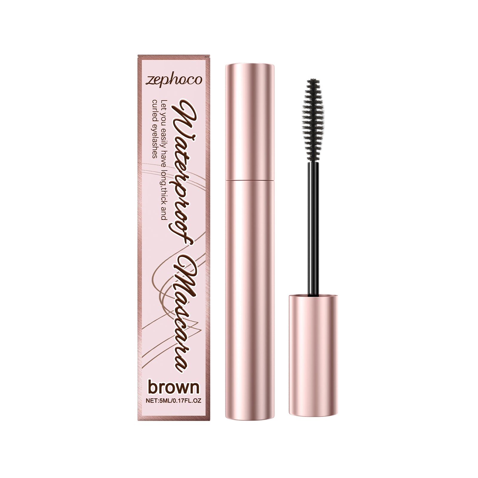 Mascara recourbant marron Zephoco, Mascara hydratant quotidien pour des yeux naturellement beaux et une tenue longue durée
