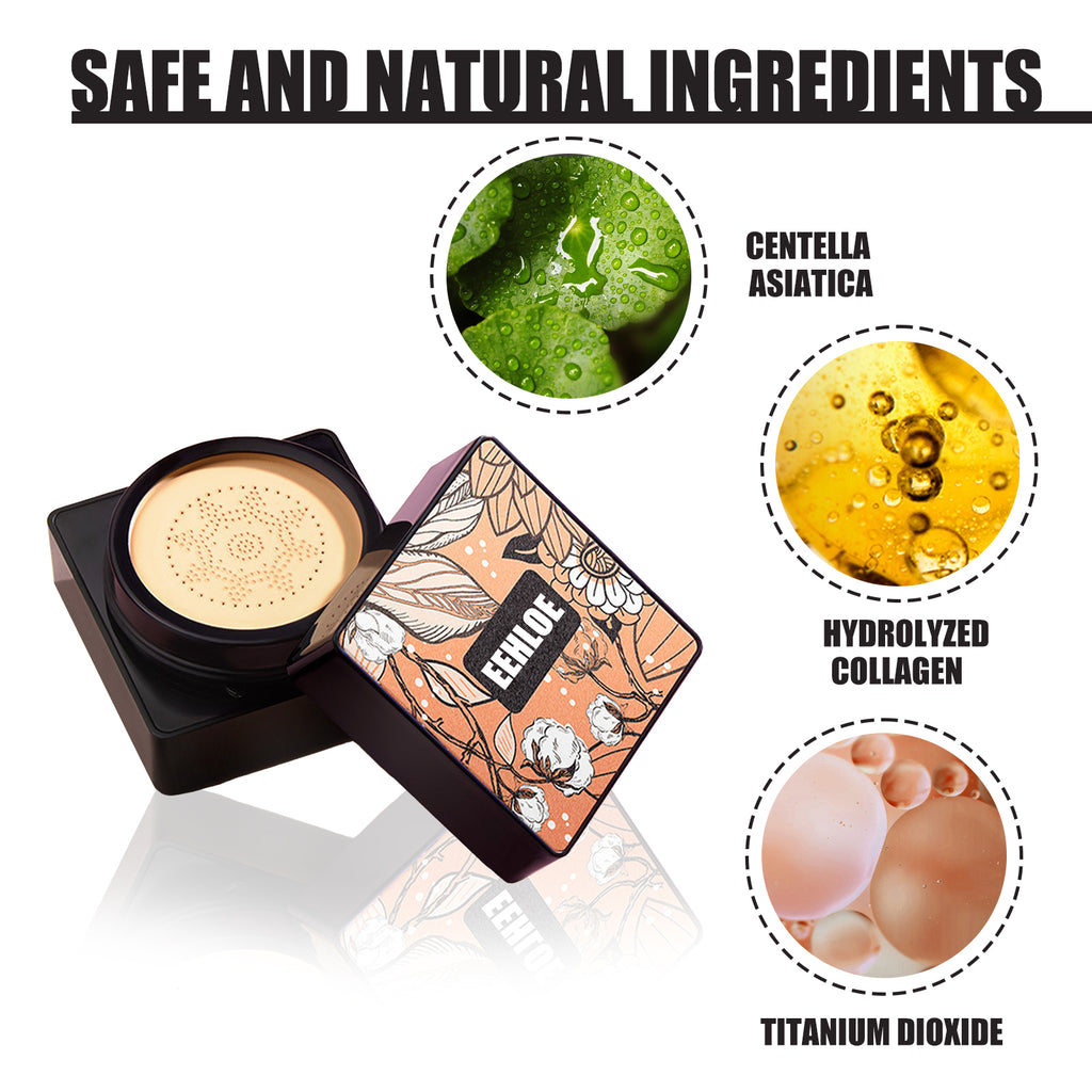 Poudre Éponge Magique, Teint Naturel Blanc Ivoire Pores Invisibles Avec Coussin d'Air Champignon Sur Base de Maquillage