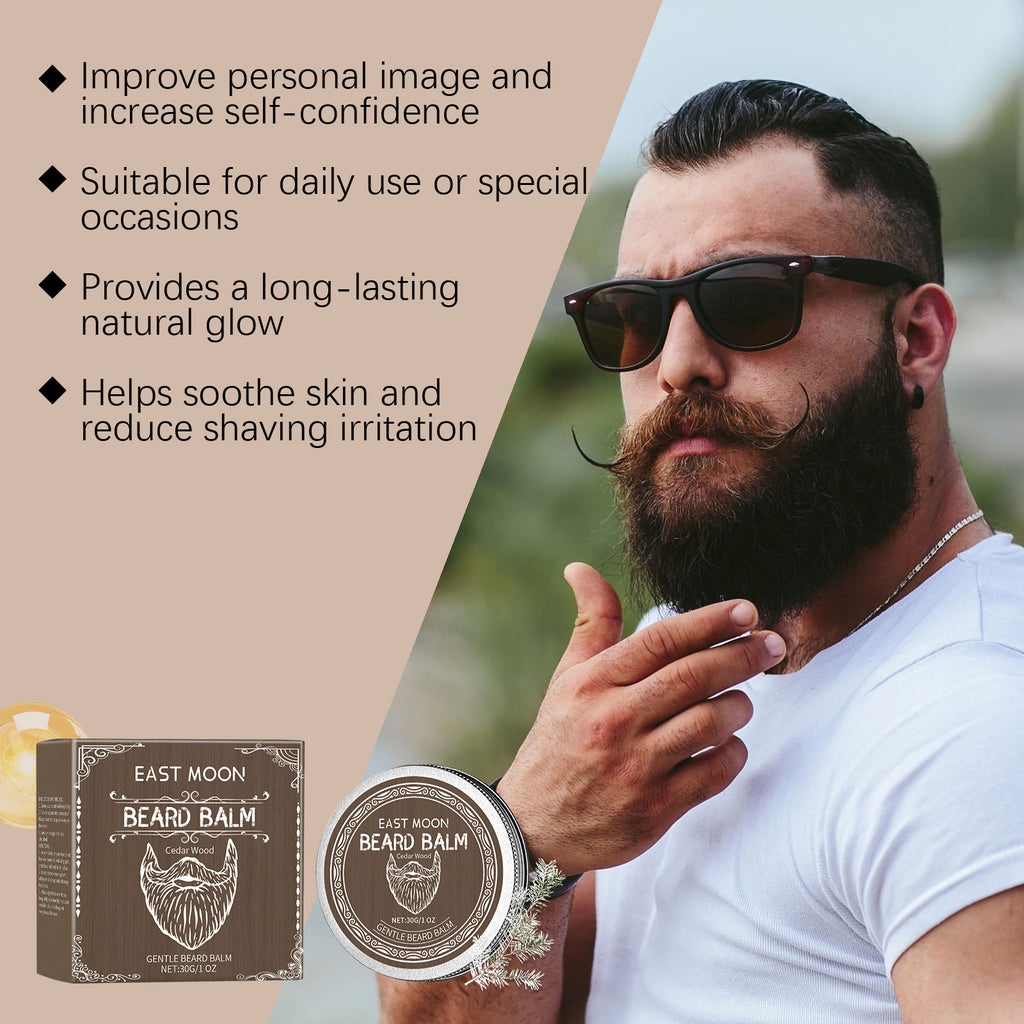 Cire d'entretien barbe au bois de cèdre pour hommes, crème de soin pour barbe au bois de cèdre nourrit et renforce la barbe