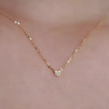 Collier en argent pur S925 plaqué or 14 carats, mini cœur, avec diamants, chaîne fine pour la clavicule.
