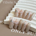 Faux Ongles Ballerine Faits Main en Coquillage à Pression, Professionnels, Réutilisables, avec Pointe à Ongles Brillante en Perle, pour l'Art des Ongles
