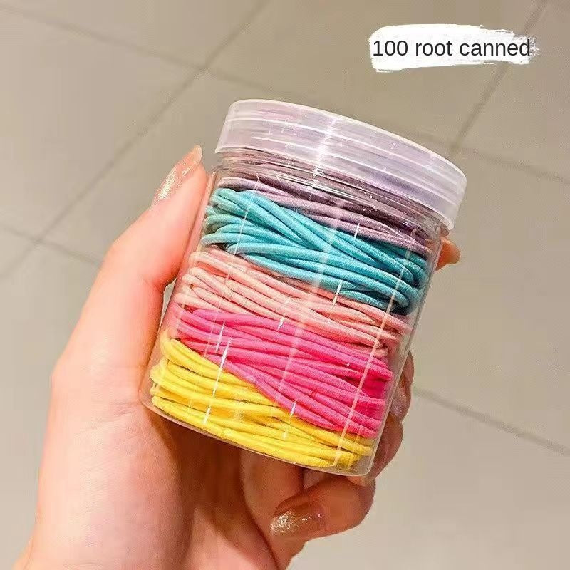 100 élastiques en boîte bandeau élastique macaron polyvalent élastique corde à cheveux