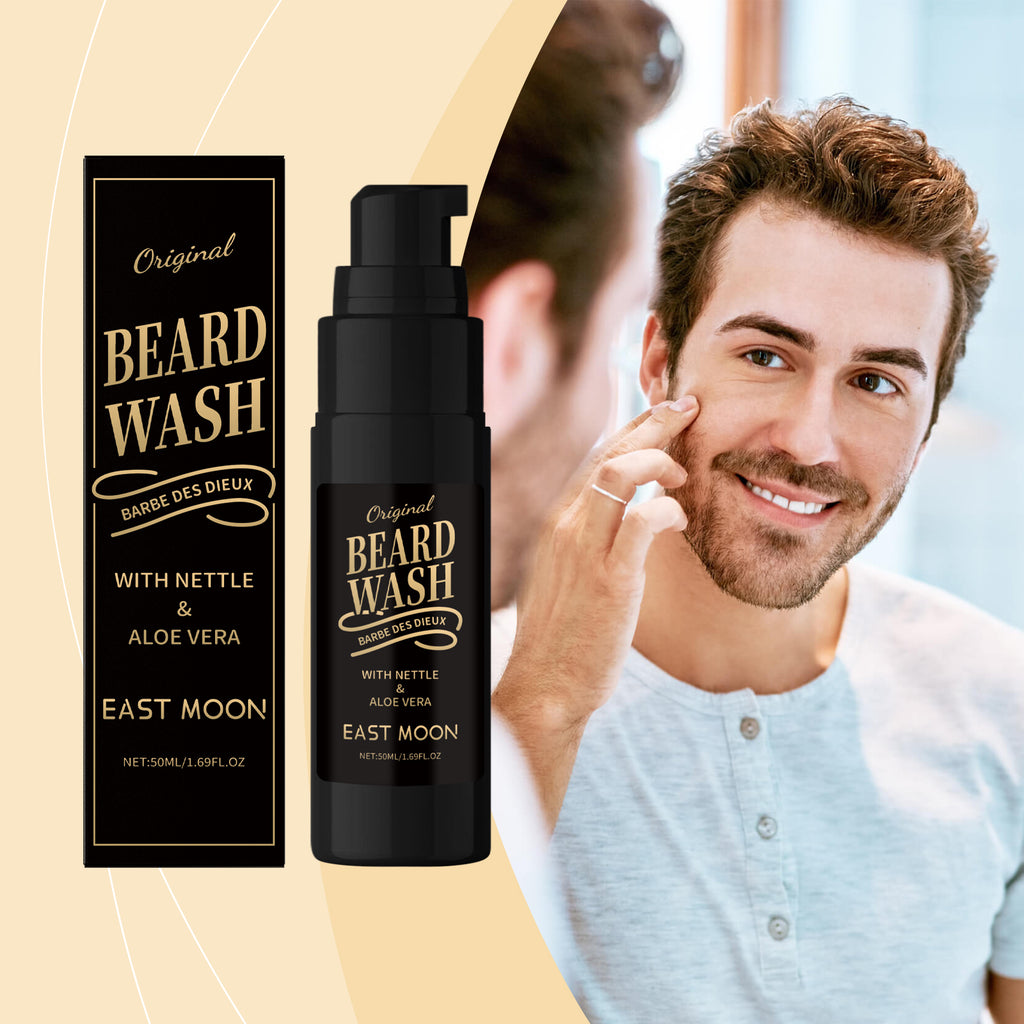 Lotion de soin pour barbe East Moon pour homme, après-rasage, hydratante, assouplissante, nourrissante, nettoyante, régulatrice de sébum et rafraîchissante