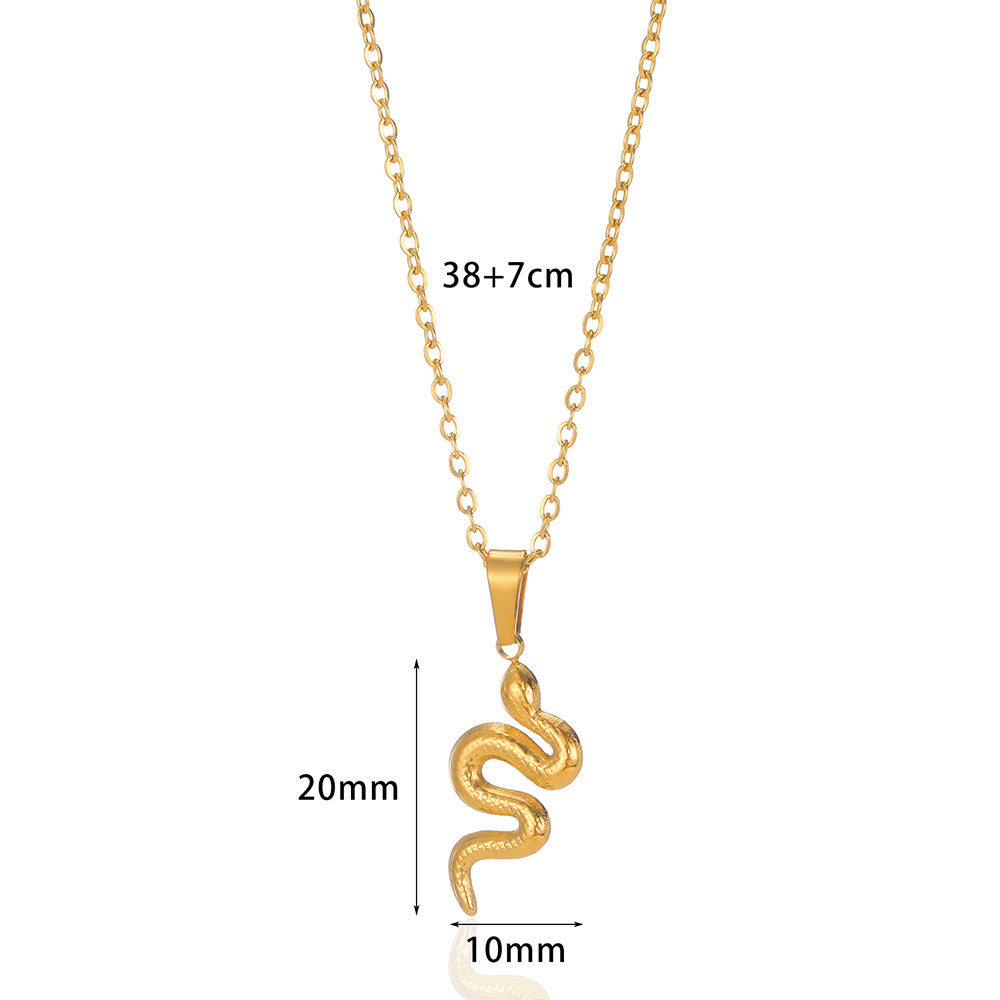 Pendentif Serpent Spirit Collier Femme Rétro Personnalisé Acier Inoxydable Plaqué Or