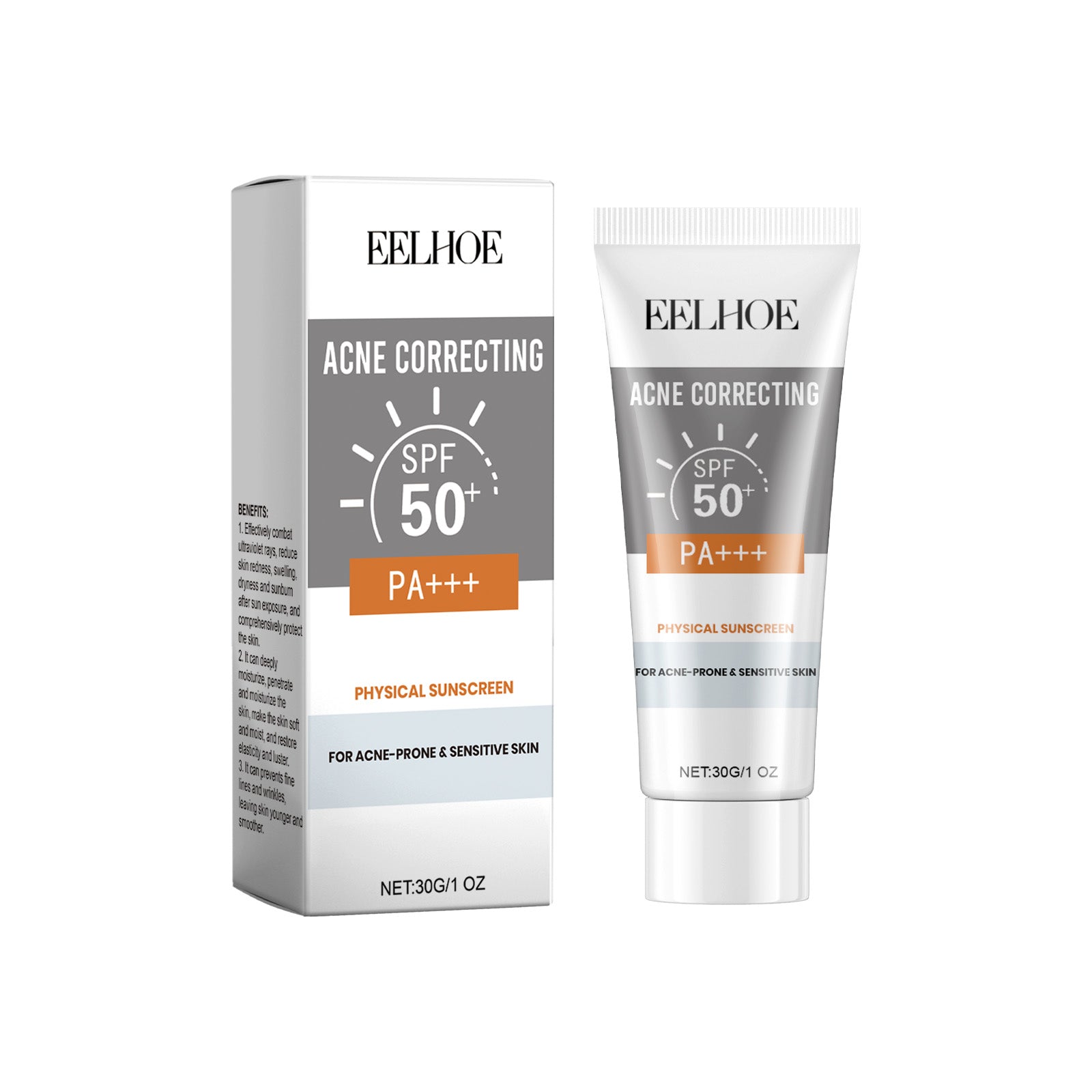 EELHOE Écran solaire physique, Écran solaire hydratant pour le visage, Soin de la peau hydratant et nourrissant