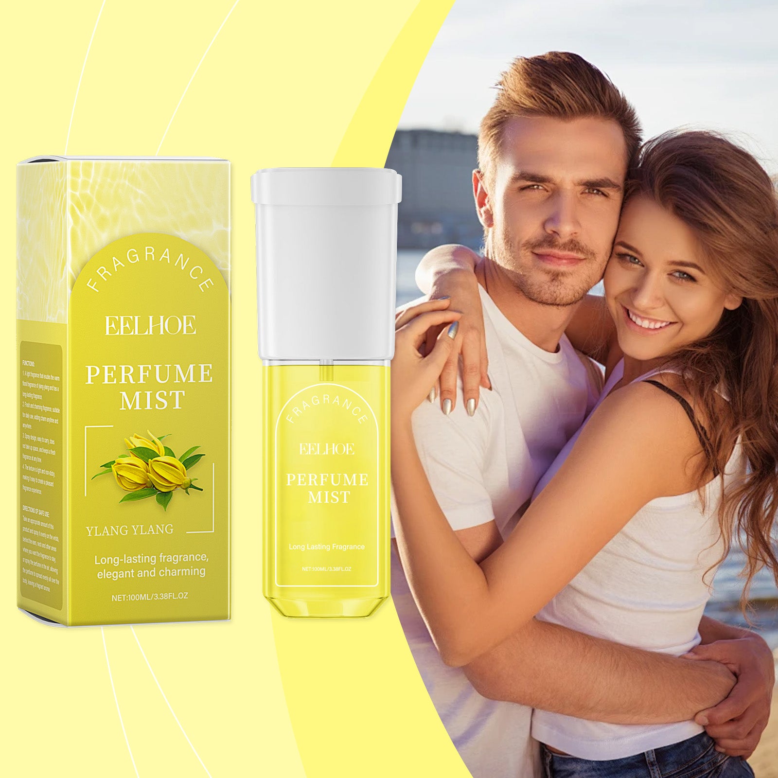 EELHOE Spray parfumé corporel Ylang Ylang Soir, Parfum Léger Doux Avec Une Fragrance Naturelle Fraîche Et Non Grasse