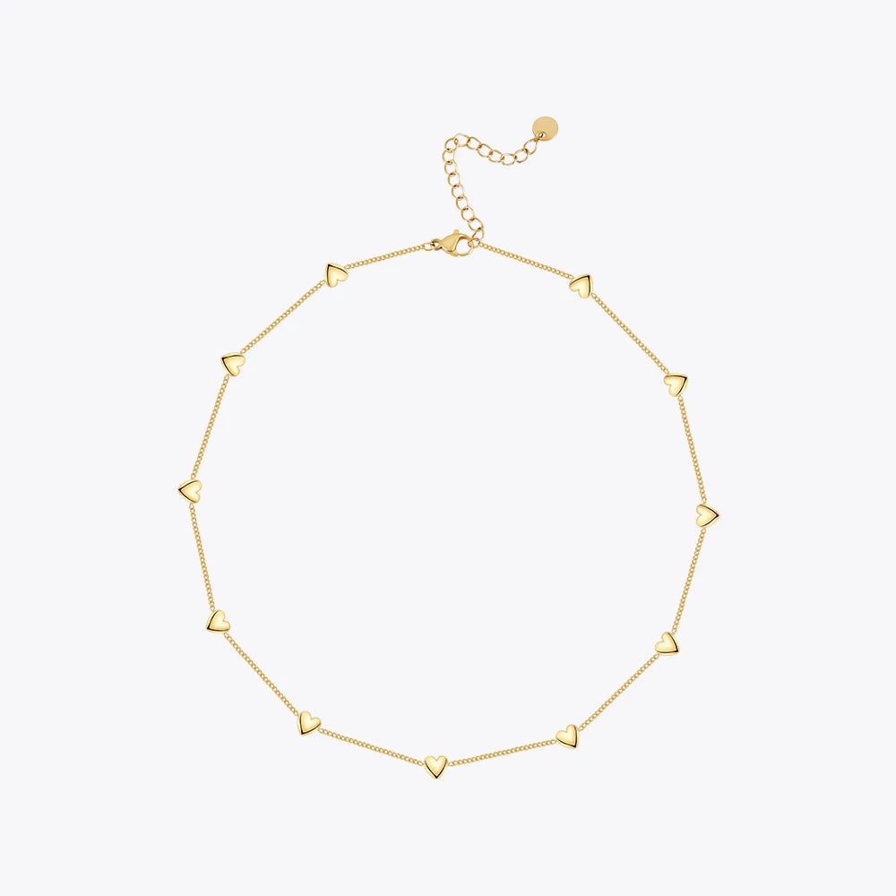 Para Mujer Collier ras du cou cœur porte-bonheur pour femme Bijoux Colliers plaqués or 18 carats Tendance Mignon Simple