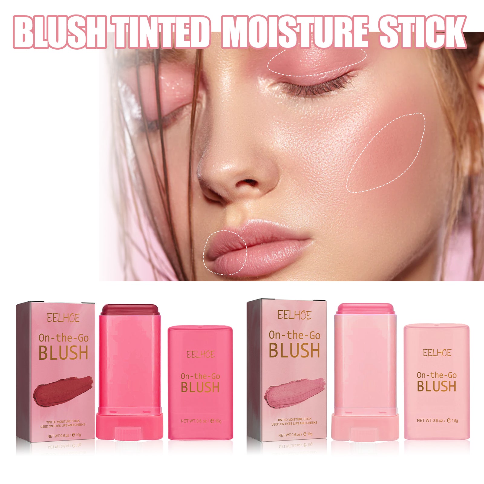 Fard à Joues en Stick, Base de Teint Solide Illuminatrice, Contouring Naturel, Maquillage Nude, Imperméable, Léger, Multi-Fonctionnel