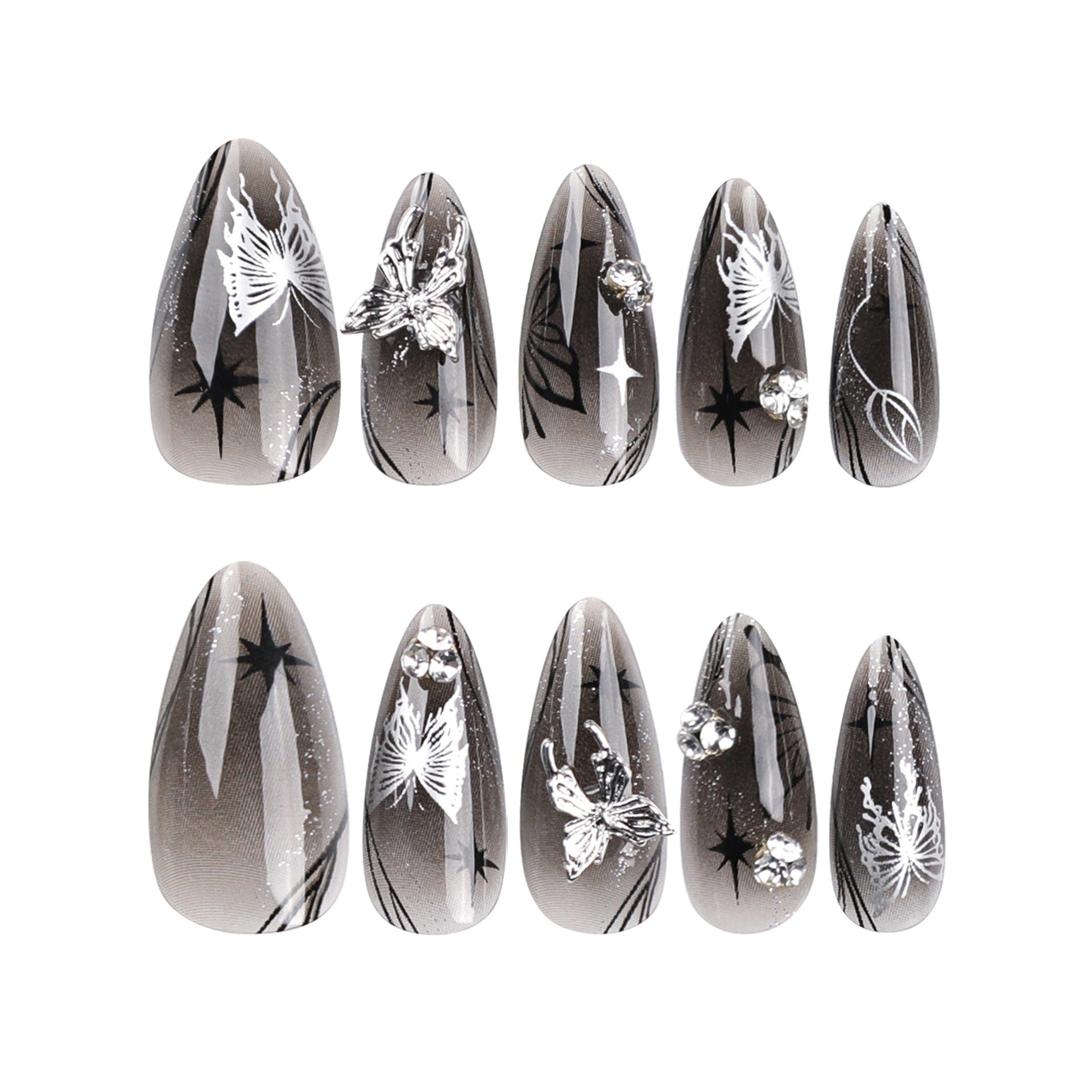 Manucure à nœud, longs faux ongles en amande