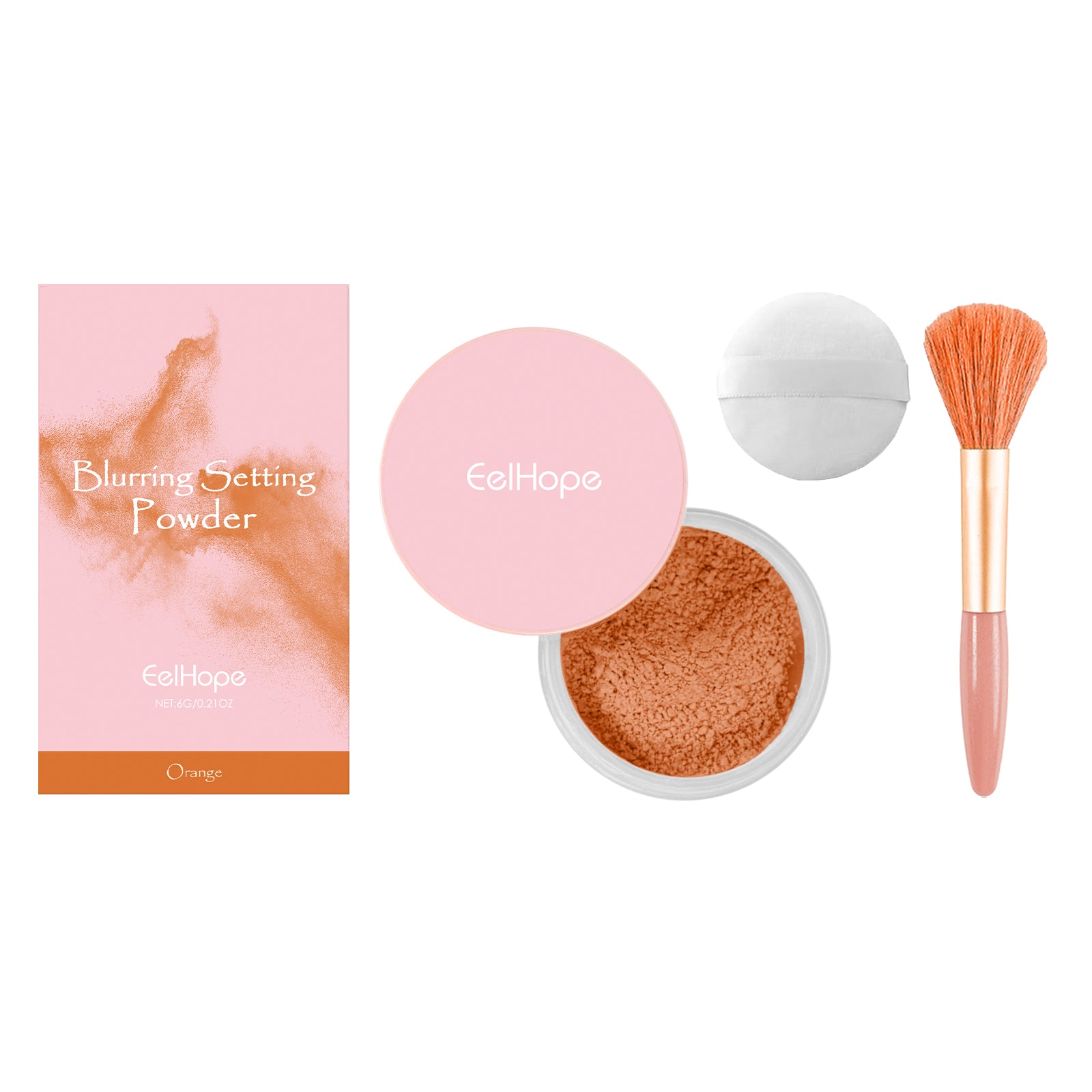 Poudre fixante avec pinceau, Maquillage Naturel Léger, Ajustement Délicat et Respirant, Poudre Bivalente Sèche et Humide, Maquillage Longue Tenue