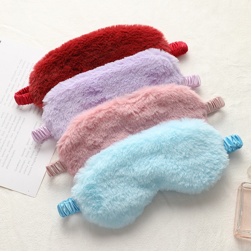 Masque de nuit bandeau de sommeil, masque pour les yeux doux en peluche, bandeau pour les yeux mignon en forme de nuage d'amour, masque en peluche de lapin, cache-œil, couverture oculaire de sieste saine
