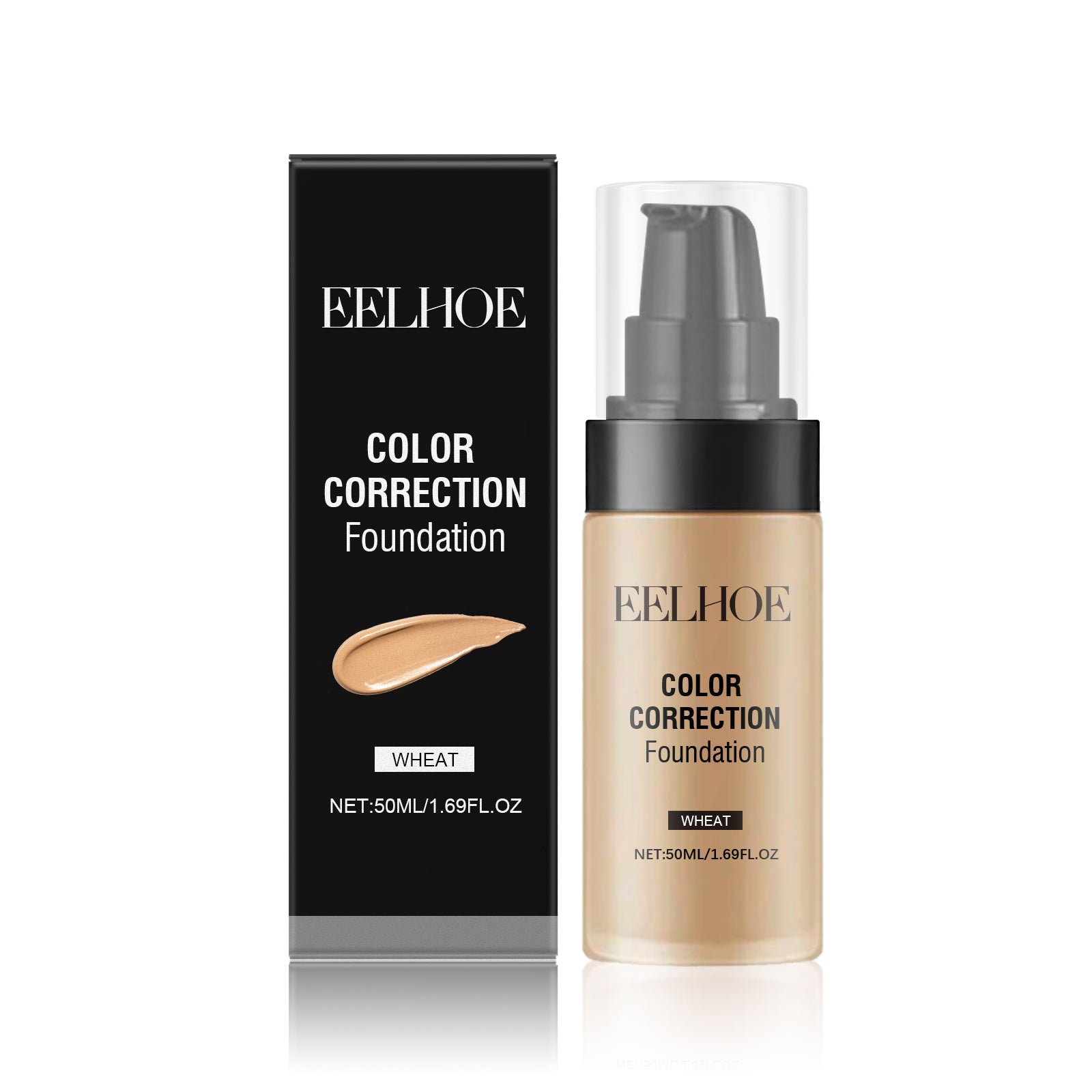 Fond de Teint Correcteur EELHOE Doux, Naturel, Léger, Teint Clair et Lumineux Hydratant, Longue Tenue et Non Transfert