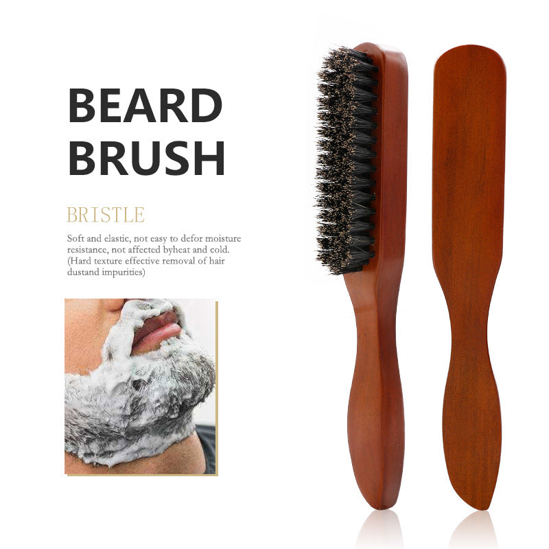Brosse à barbe pour le coiffage et l'entretien, brosse de nettoyage pour salon de coiffure, brosse pour cheveux cassés, peigne à barbe en bois massif à poils, brosse à pommade