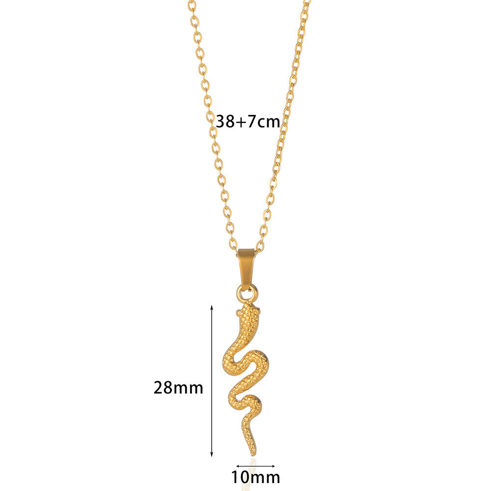 Pendentif Serpent Spirit Collier Femme Rétro Personnalisé Acier Inoxydable Plaqué Or