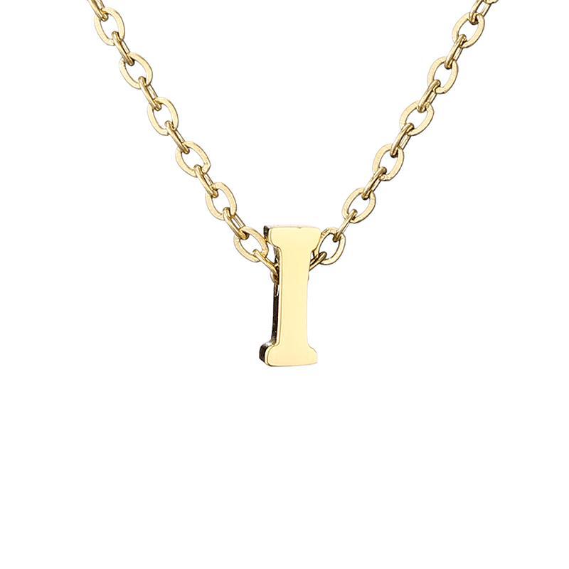 Nouveau Collier Pendentif Lettre en Acier Inoxydable Plaqué Or pour Clavicule
