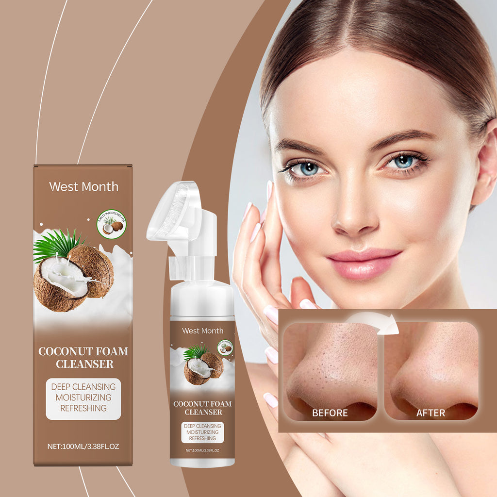 Nettoyant moussant à la noix de coco West&Month Nettoyant doux pour les pores Nettoyant rafraîchissant et hydratant