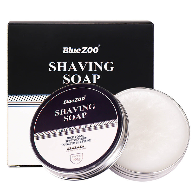 BlueZOO Savon à raser moussant pour barbe et visage pour homme, parfum santal menthe