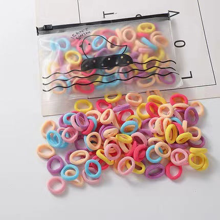 100 élastiques en boîte bandeau élastique macaron polyvalent élastique corde à cheveux