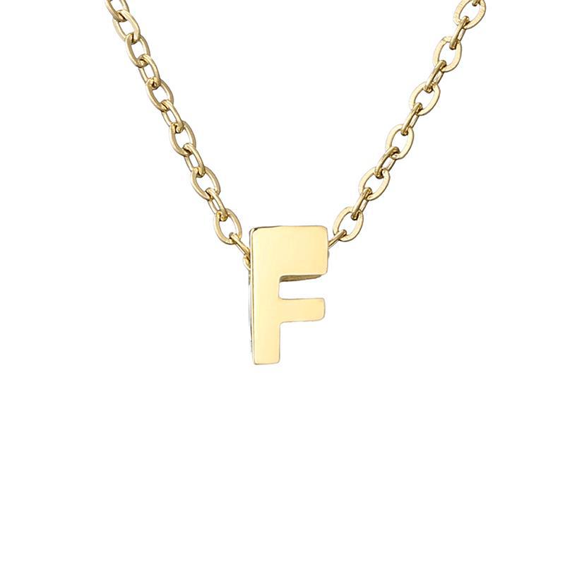 Nouveau Collier Pendentif Lettre en Acier Inoxydable Plaqué Or pour Clavicule