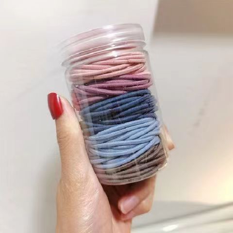 100 élastiques en boîte bandeau élastique macaron polyvalent élastique corde à cheveux