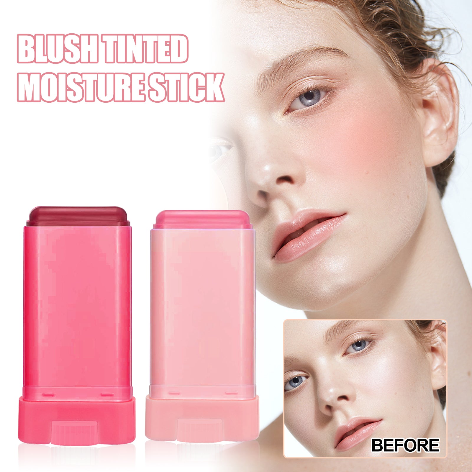 Fard à Joues en Stick, Base de Teint Solide Illuminatrice, Contouring Naturel, Maquillage Nude, Imperméable, Léger, Multi-Fonctionnel