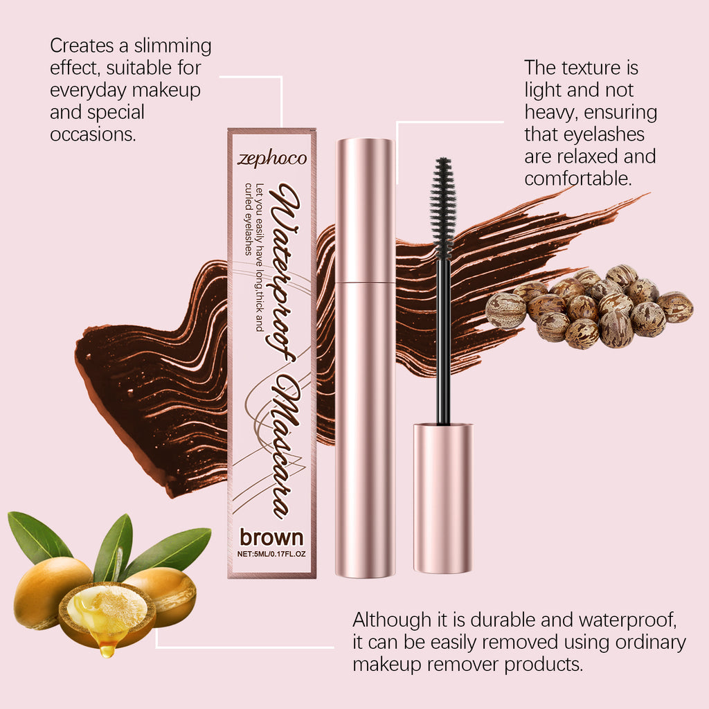 Mascara recourbant marron Zephoco, Mascara hydratant quotidien pour des yeux naturellement beaux et une tenue longue durée