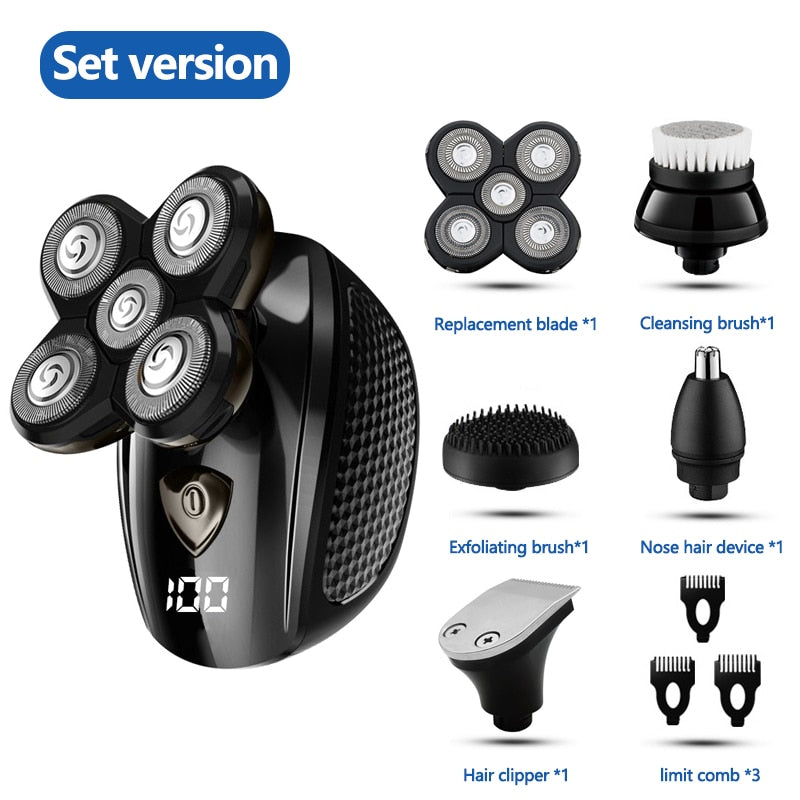 Kit de toilettage multifonctionnel Rasoir électrique étanche pour hommes Rasoir électrique rechargeable Machine à raser la tête chauve Tondeuse à barbe