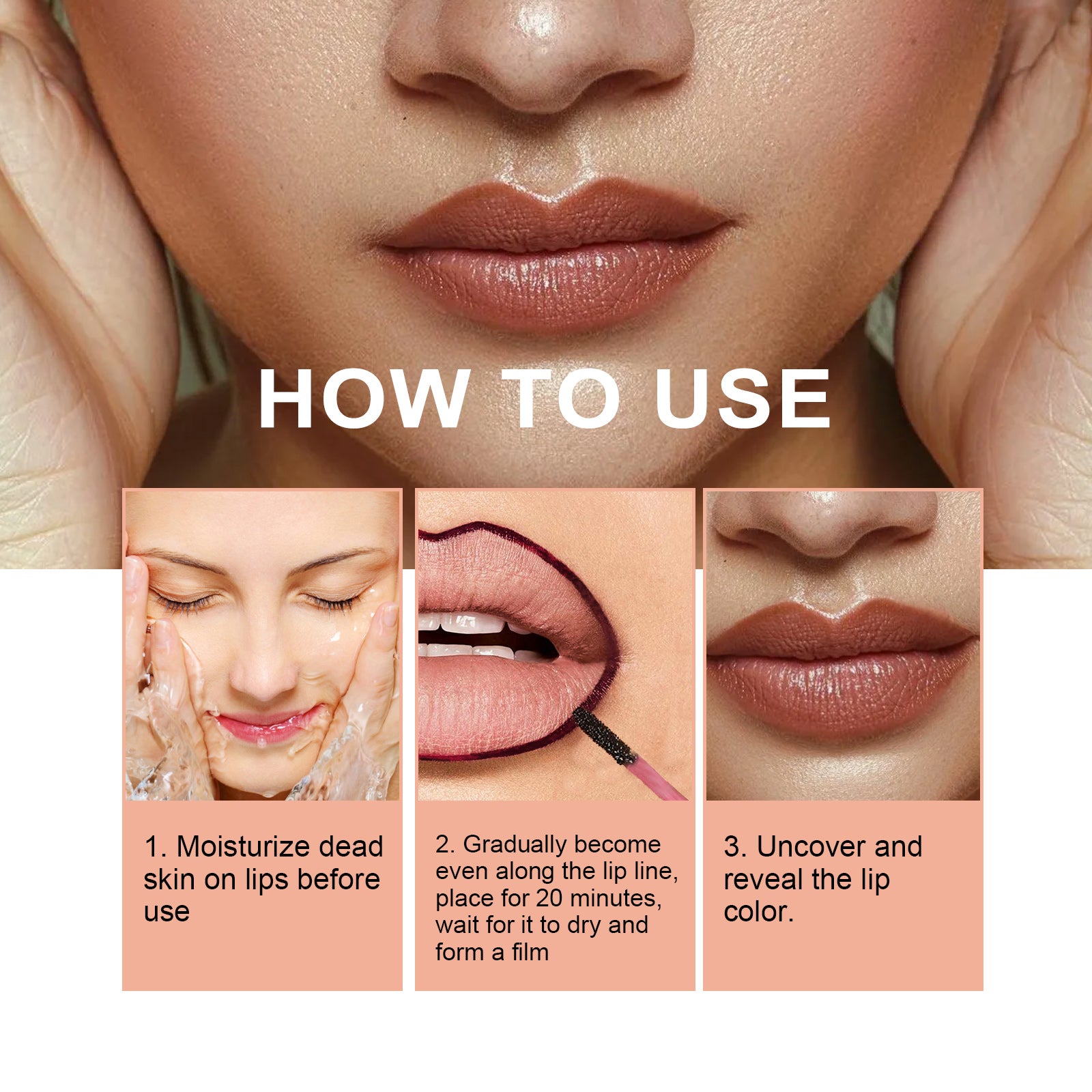 OUHOE Peel Lip Liner, Delineador à lèvres repulpant pour une couleur intense sans maquillage, Delineador à lèvres effet peeling