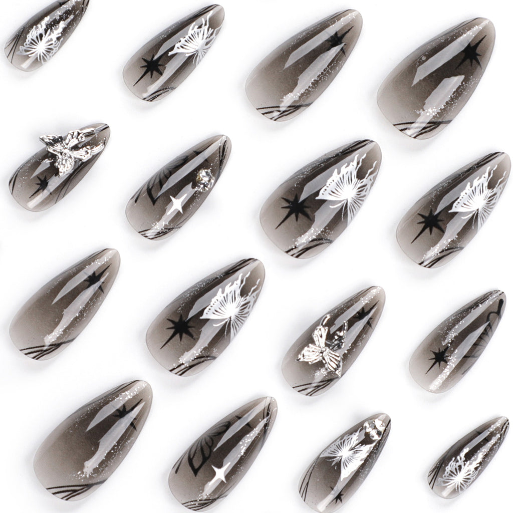 Manucure à nœud, longs faux ongles en amande