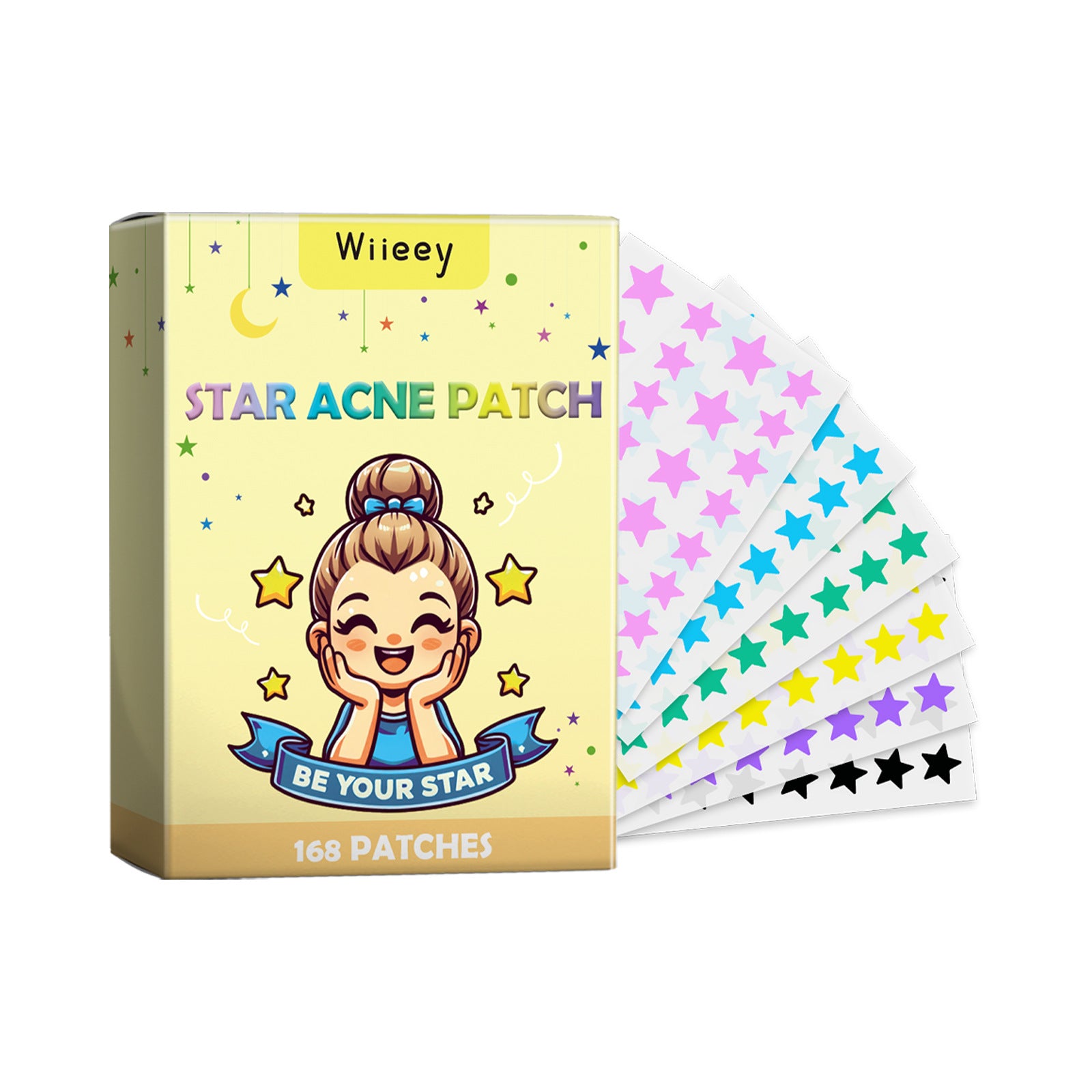 Patch anti-acné étoiles, Réduit l'acné et les marques d'acné, Nettoie le visage, Acné à bouche fermée, Patch anti-acné portable de dessin animé