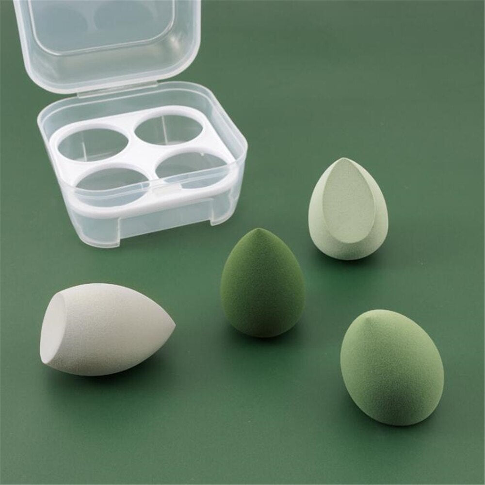 Lot de 4 éponges de maquillage avec boîte de rangement pour fond de teint et poudre, outils de beauté